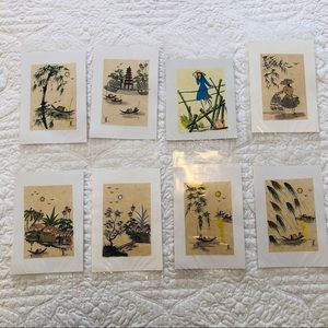 Set of rare 8 vintage hand painted images